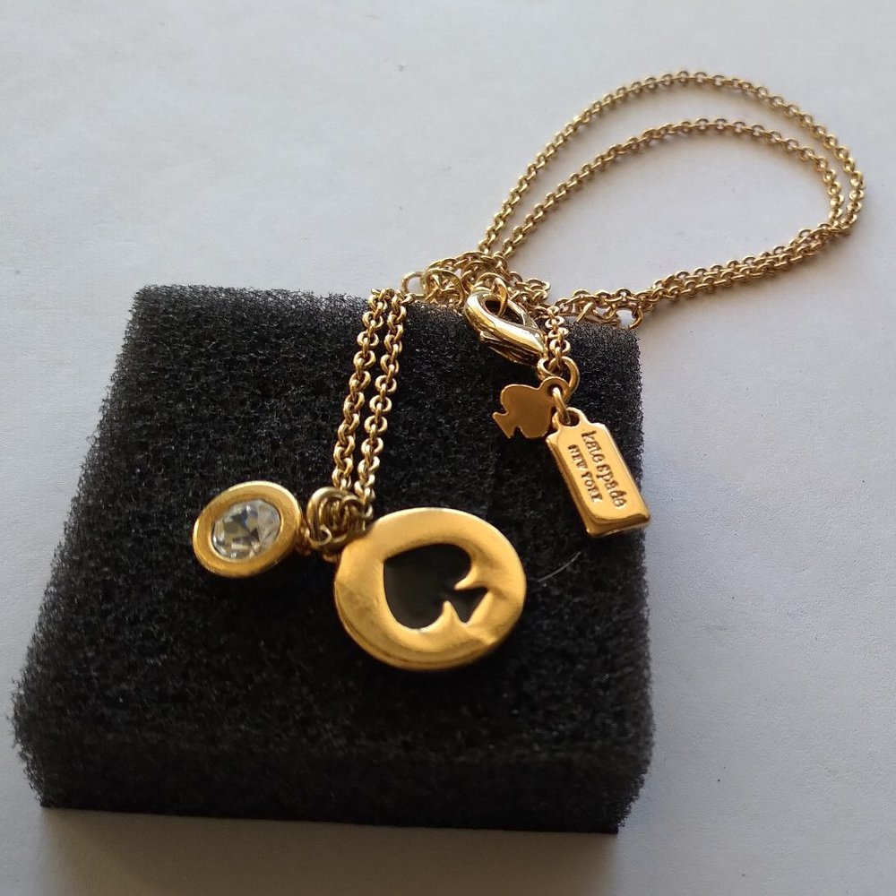 Kate spade ace of spade gold tone necklace with gem - Picture 4 of 5